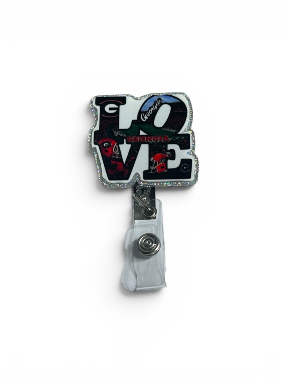 Love Georgia Bulldog Badge Reel with Clip